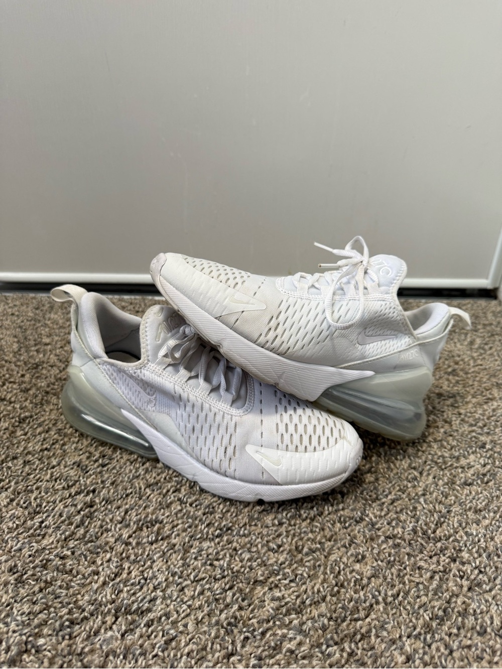 Nike Air Max 270 Triple White Sneakers - Picture 1 of 7